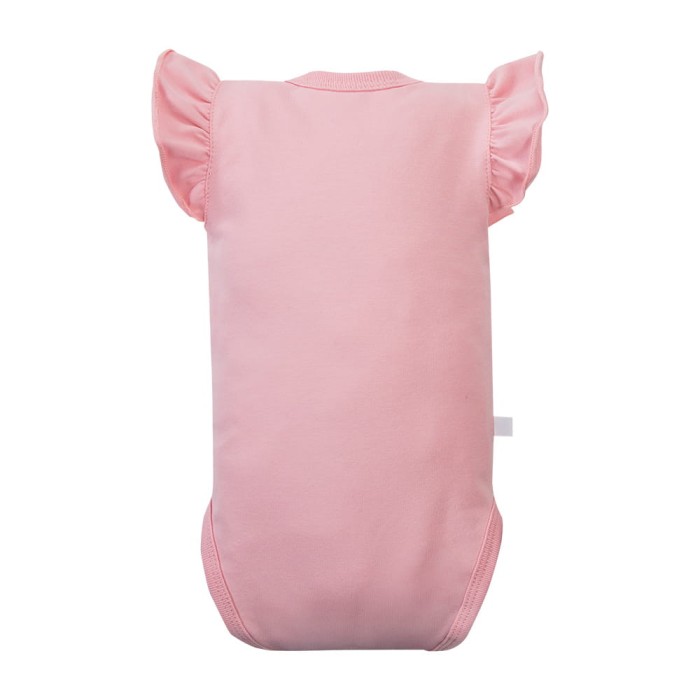 Girls' pink bodysuit with cherry and flutter sleeves