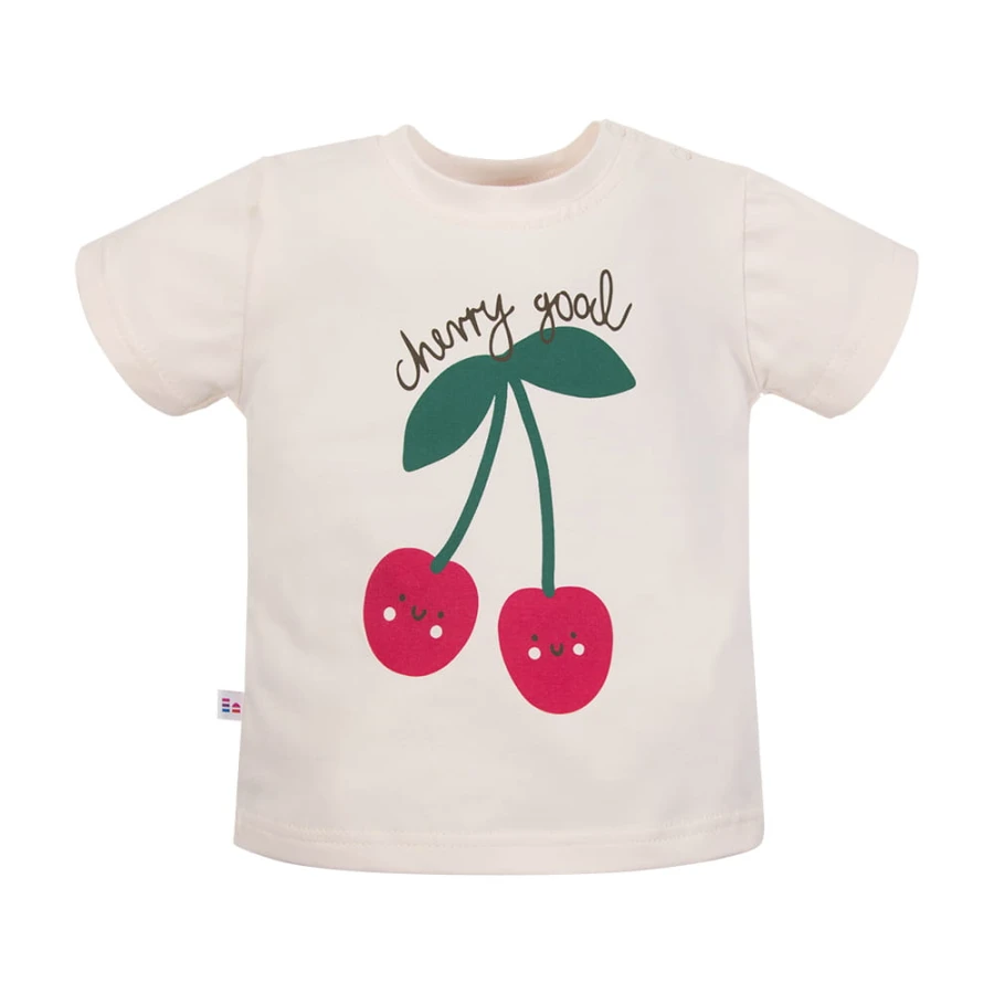 Girls’ ecru T-shirt with cherry print