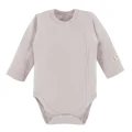 Baby long-sleeve bodysuit with snaps, plain beige