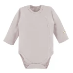 Baby long-sleeve bodysuit with snaps, plain beige