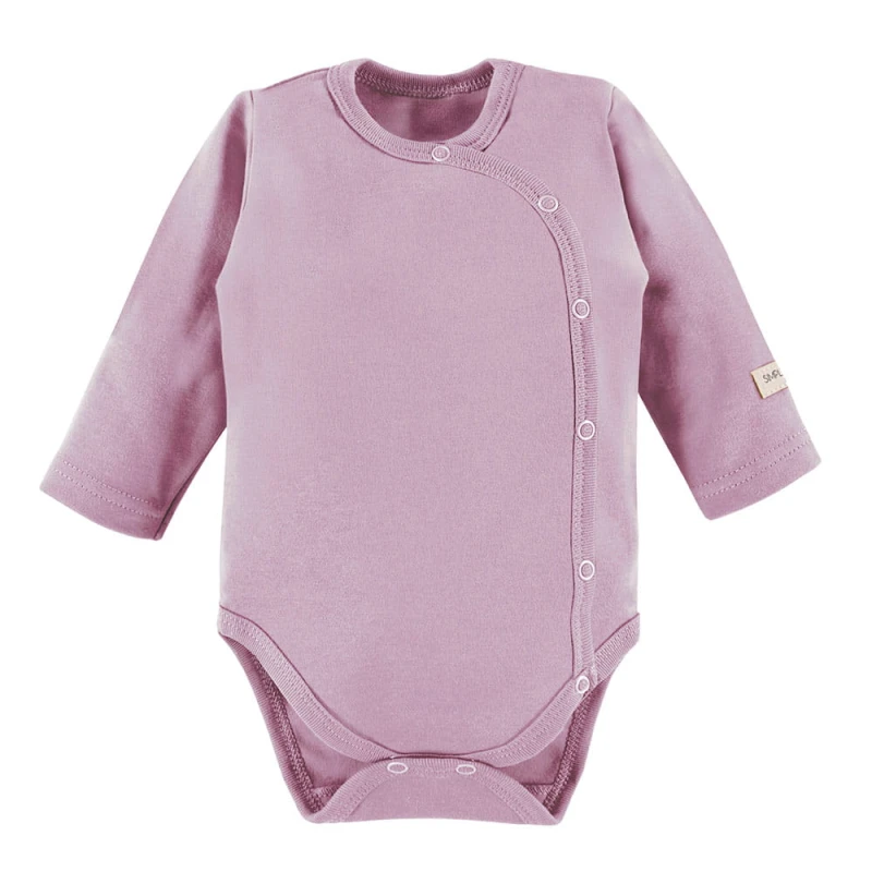 Baby bodysuit plain lavender, full-length snap