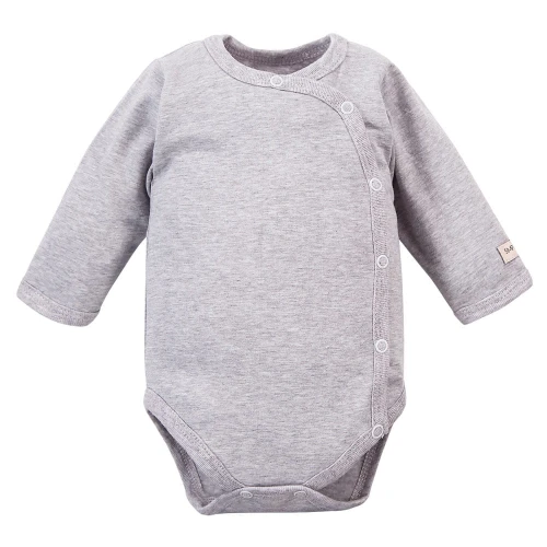 Baby bodysuit plain grey, full-length snap
