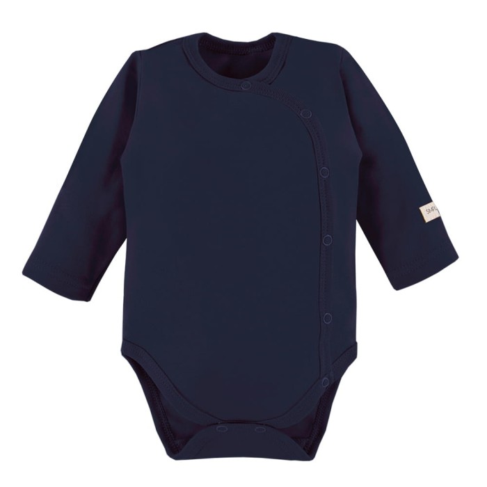 Baby bodysuit plain navy, full-length snap