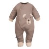 Baby sleepsuits brown with bear embroidery