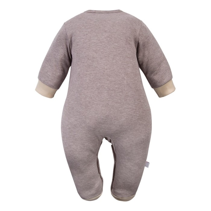 Baby sleepsuits brown mélange with bear embroidery