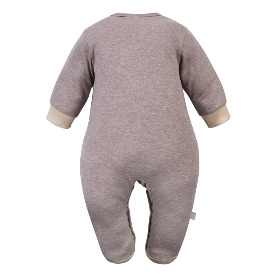 Baby sleepsuits brown mélange with bear embroidery