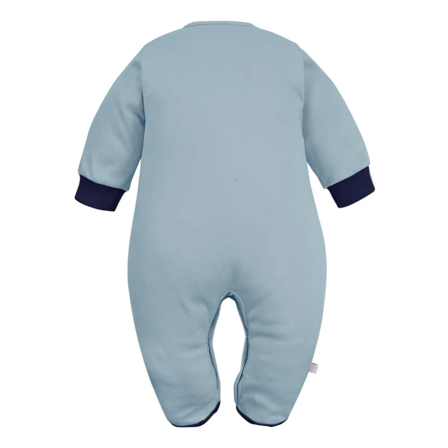 Baby sleepsuits blue with bear embroidery