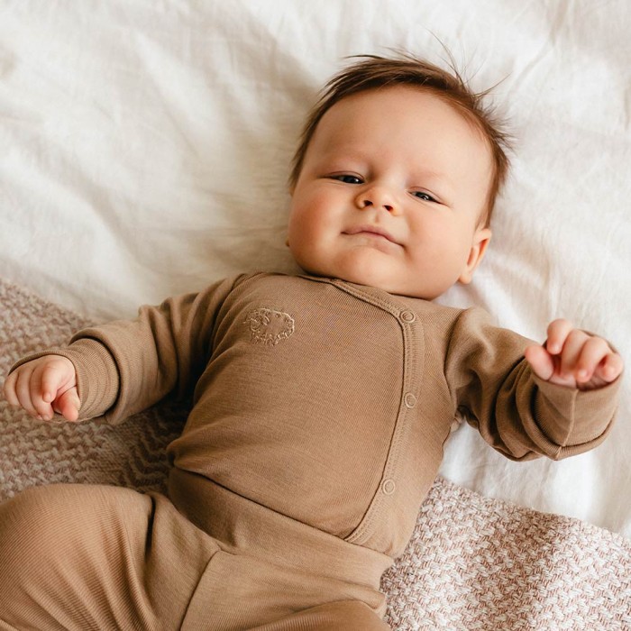 Caramel merino wrap bodysuit growing with your child