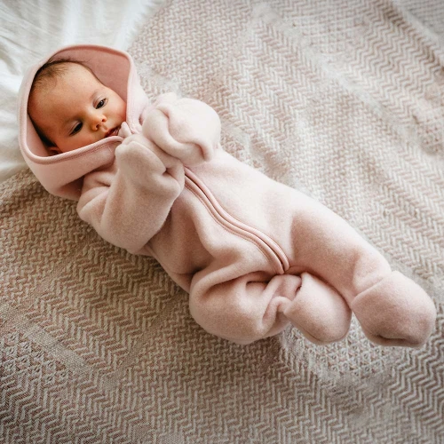 Růžový merino dětský overal