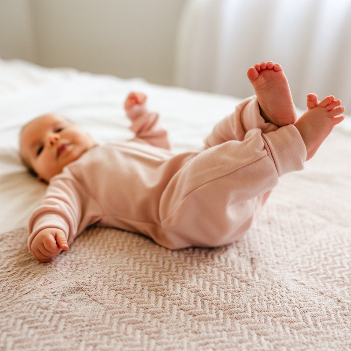 Pink merino kids romper growing with your child