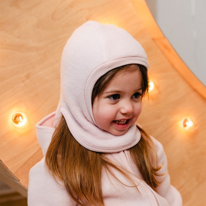 Pink merino kids balaclava