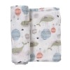 White bamboo baby diaper with whales 60x60