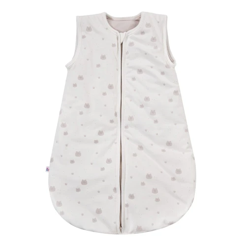 Ecru baby sleeping bag with teddy bear print (1)