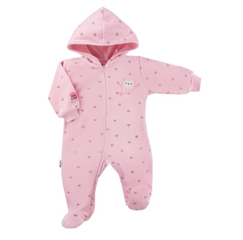 Velurový overal s kapucí SNOW růžový