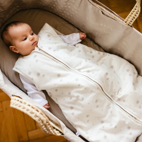 Kojenecký spací pytel ecru s motivem medvídků