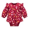Girls set body-tunic and leggings burgundy with leaves and acorns