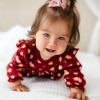 Girls set body-tunic and leggings burgundy with leaves and acorns
