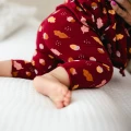 Girls set body-tunic and leggings burgundy with leaves and acorns