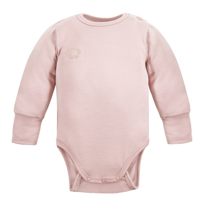 Pink wrap bodysuit made of merino wool