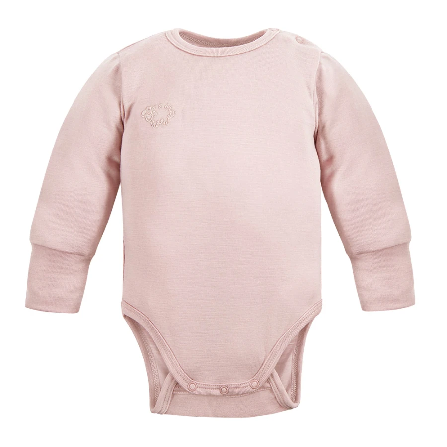 Růžové zavinovací body z merino vlny