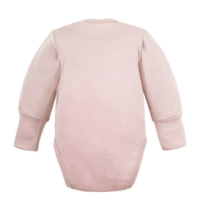 Pink wrap bodysuit made of merino wool