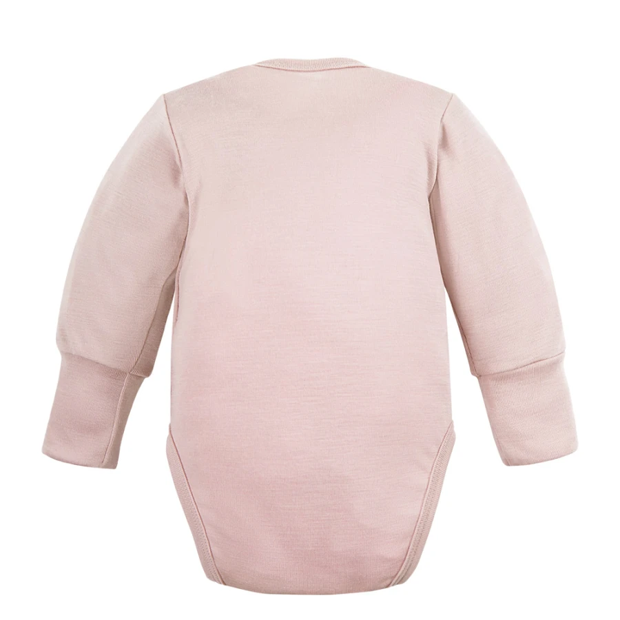 Pink wrap bodysuit made of merino wool