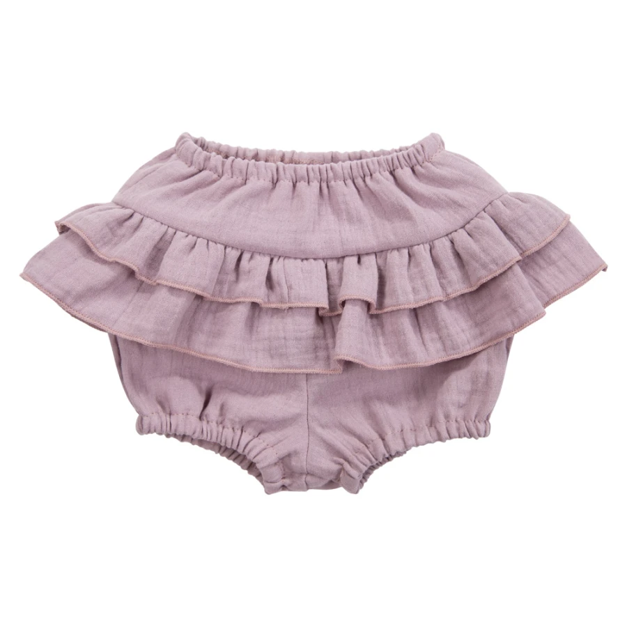 Dětský set Botanic body šaty a bloomers fialové