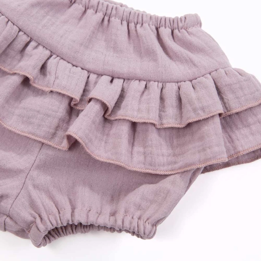 Dětský set Botanic body šaty a bloomers fialové