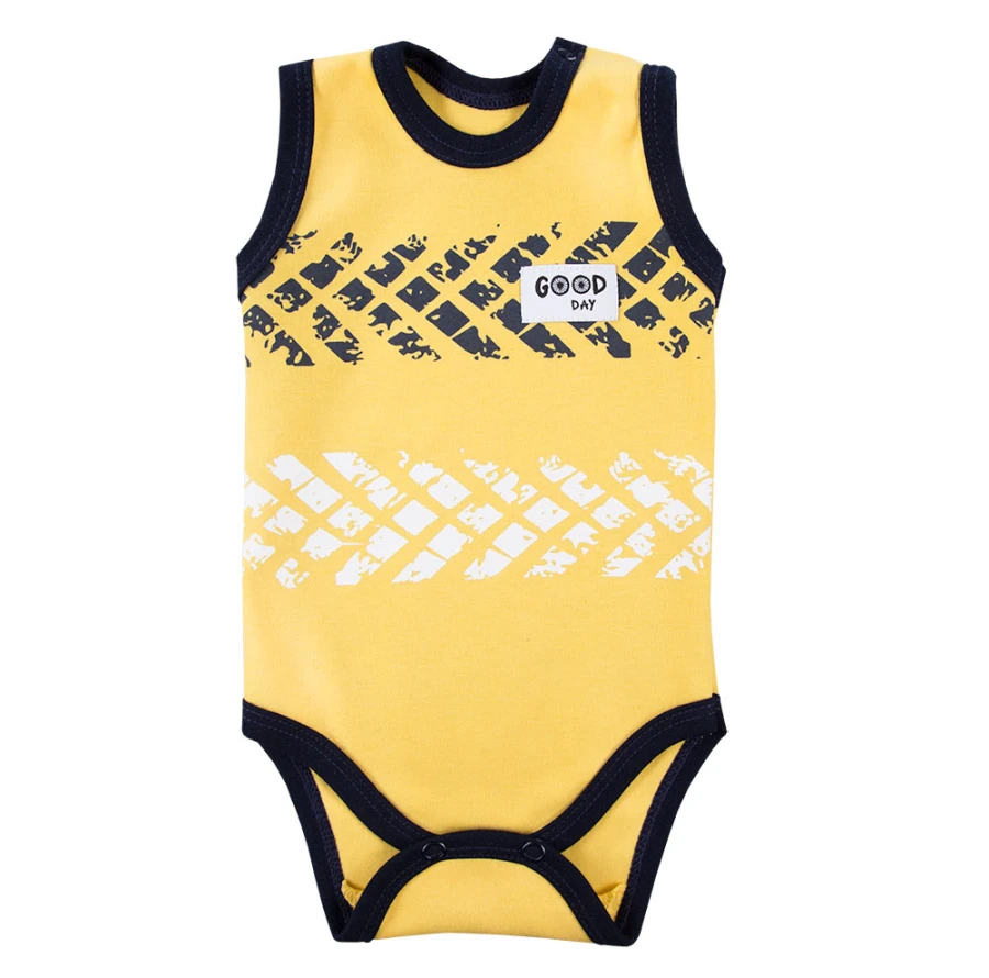 Baby boy set yellow sleeveless bodysuit and shorts
