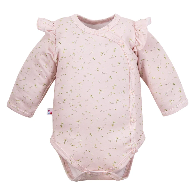 Baby girls’ snap bodysuit with frills pink
