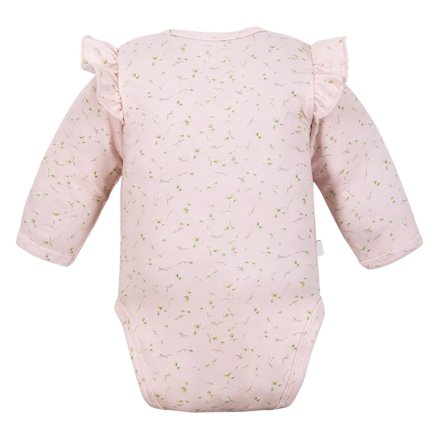 Baby girl set frill bodysuit and footed pants pink