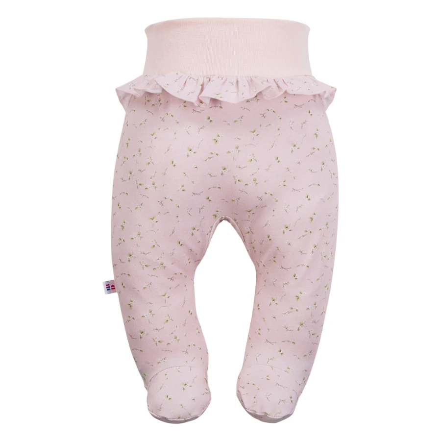 Baby girl set frill bodysuit and footed pants pink