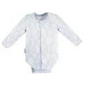 Baby bamboo set bodysuit and footed pants blue with feathers
