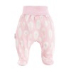 Baby bamboo set bodysuit and footed pants pink with feathers
