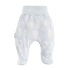 Baby bamboo set sleepsuit bodysuit and footed pants blue with feathers