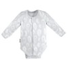 Baby bamboo set sleepsuit, bodysuit and footed pants grey with feathers