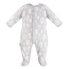 Baby bamboo set sleepsuit, bodysuit and footed pants grey with feathers
