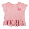 Pink muslin blouse and navy shorts set