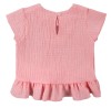 Pink muslin blouse and navy shorts set