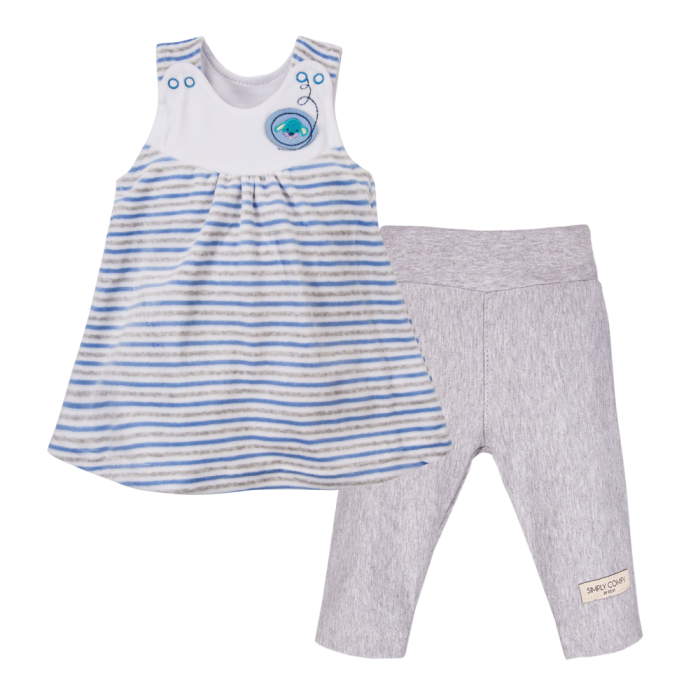 Blue tunic and grey leggings set