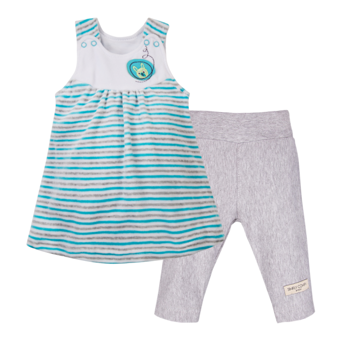 Turquoise tunic and grey leggings set