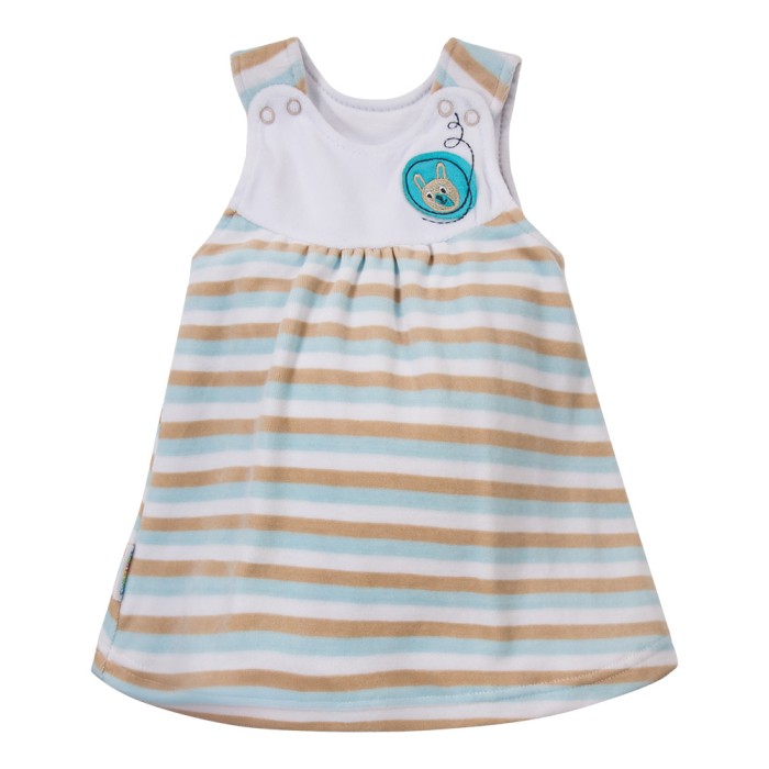 Beige and turquoise striped tunic and beige leggings set