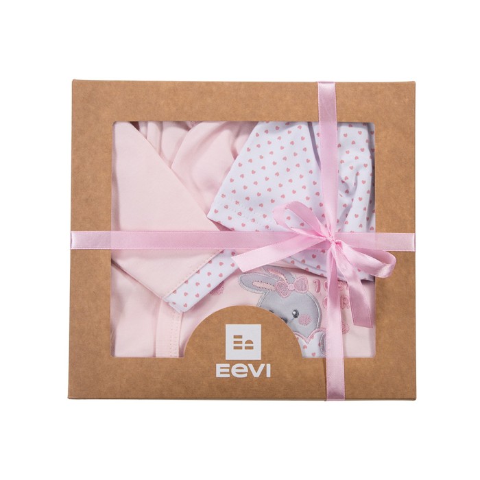 Baby set bodysuit, sleepsuit and jacket in pink