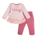 Girls' set with tunic featuring tulle frill and pink leggings
