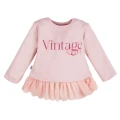 Girls' set with tunic featuring tulle frill and pink leggings