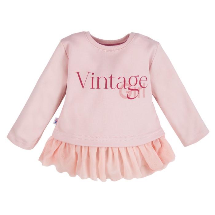 Girls' set with tunic featuring tulle frill and pink leggings