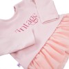 Girls' set with tunic featuring tulle frill and rose print leggings