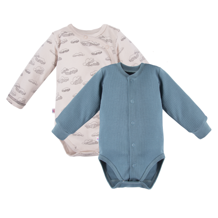 2pack body s dlouhým rukávem modré a s obláčky
