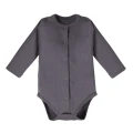 Set with wrap bodysuit and graphite ribbed pants