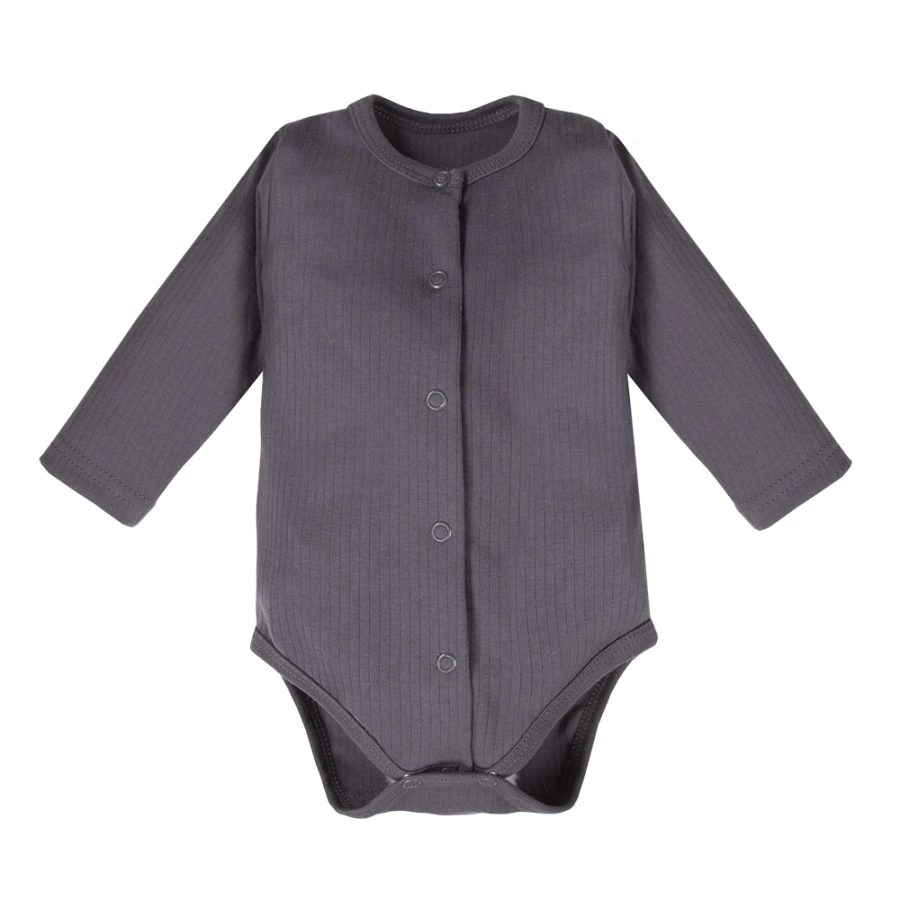 Set with wrap bodysuit and graphite ribbed pants